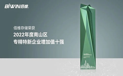 佰维获评“专精特新企业增加值十强”荣誉称号